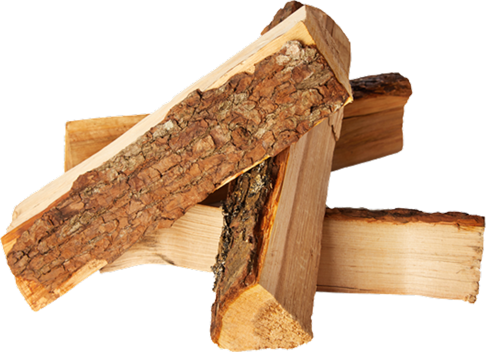 Stacked premium cooking wood logs used for grilling and smoking meats.