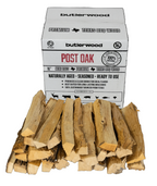 Large split post oak cooking wood logs stacked for smoking and grilling.