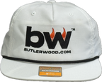 White cap with Butlerwood logo on a transparent background.