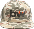 Camouflage-patterned cap with Butlerwood logo on a transparent background.