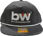 Black cap with Butlerwood logo on a transparent background.