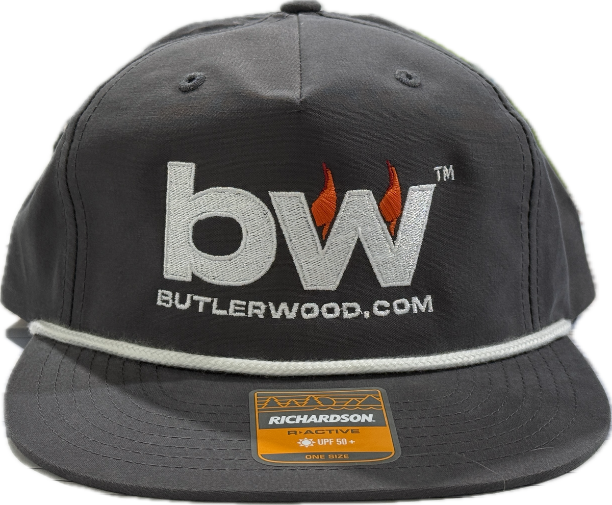 Black cap with Butlerwood logo on a transparent background.
