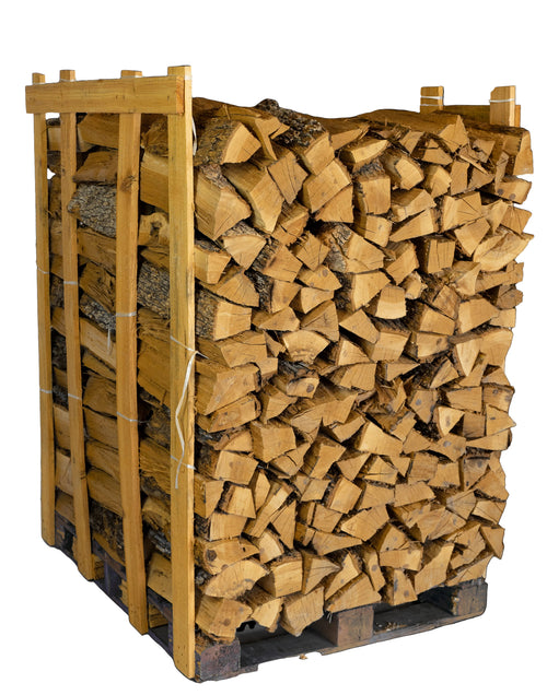 Post oak cooking wood logs stacked neatly on a wooden surface, ready for grilling or smoking.